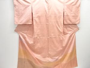 遠山模様織り出し手織り紬一つ紋付け下げ着物